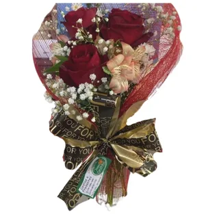 Buquê de 3 Rosas Vermelha