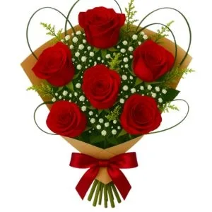 Buquê de 6 Rosas Vermelhas