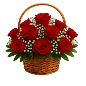 Cesta com 10 Rosas Vermelha