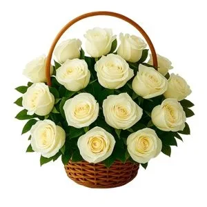 Cesta com 20 Rosas Brancas