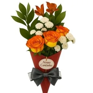 Ramalhete de 3 Rosas Laranja