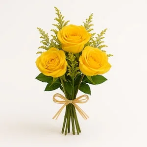 Buquê de Três Rosas Amarelas