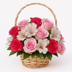 Cesta de Flores Rosadas