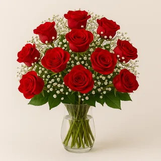 12 Rosas Vermelhas no Vaso