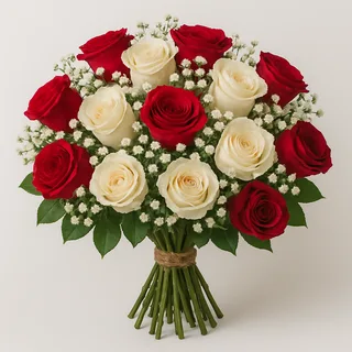 15 Rosas Vermelhas e Brancas