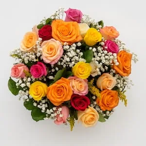 Buquê com 24 Rosas Coloridas