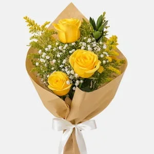 Buquê com 3 Rosas Amarelas e Mosquitinho