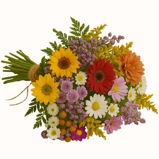 Buquê com Gérberas e Flores do Campo Coloridas