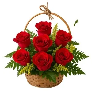 Cesta com 10 Rosas Vermelha