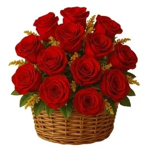 Cesta com 18 Rosas Vermelha