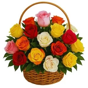 Cesta com 24 Rosas Colorida