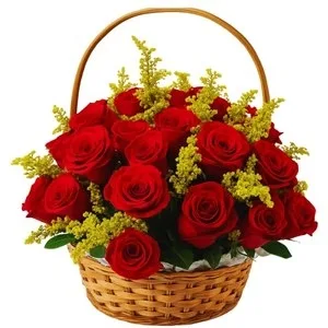 Cesta com 25 Rosas Vermelha