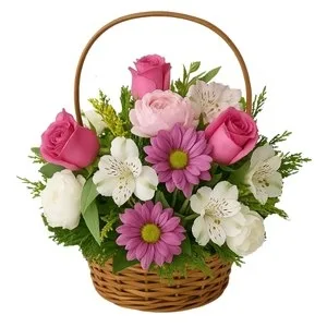 Cesta de Flores Rosada