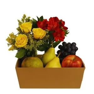 Cesta de Frutas e Flores