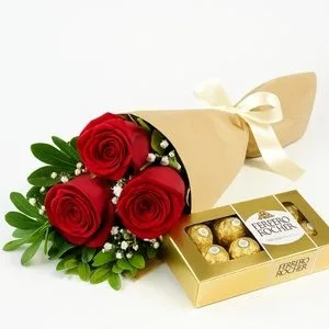 Arranjo de Rosa com Chocolate – Dupla Irresistível