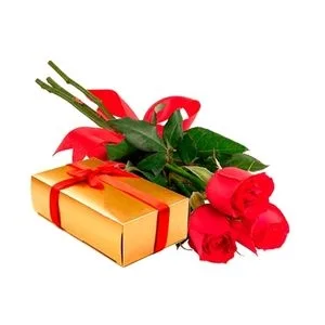 Arranjo de Rosas com Chocolates – Singelo Amor