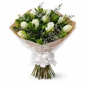 Buquê de 12 Rosas Brancas
