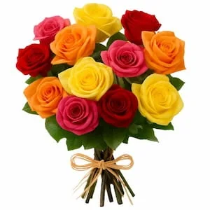 Buquê de 12 Rosas Coloridas