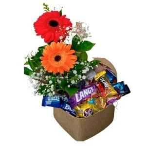 Cesta de Chocolate com Arranjo Floral – Surpreenda com Amor