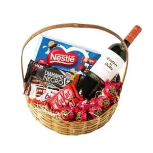 Cesta de Vinho com Chocolates – Cesta Mágica