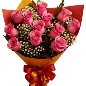 Buquê de 12 Rosas Rosadas