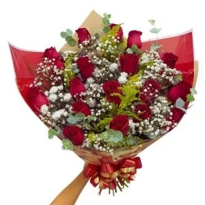 Buquê de 18 Rosas Vermelhas