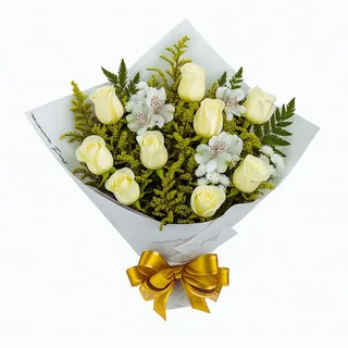 Buquê de 8 Rosas Brancas