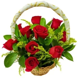 Cesta com 12 Rosas Vermelha