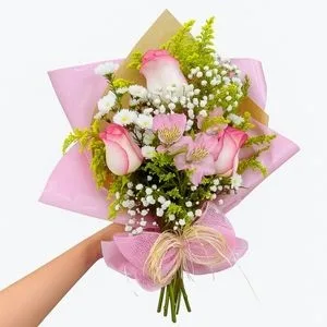 Ramalhete de 3 Rosas Rosada