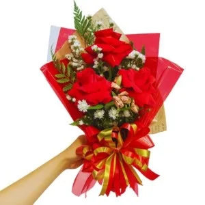 Ramalhete de 3 Rosas Vermelhas Colombianas