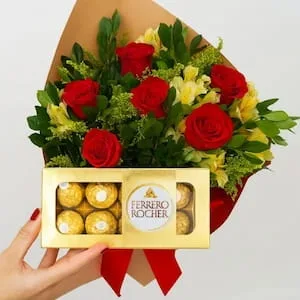 6 Rosas com Ferrero Rocher