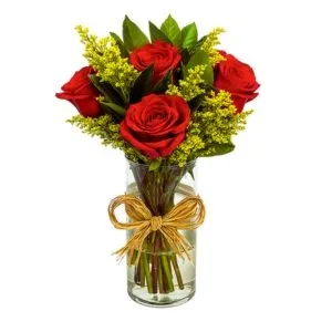 6 Rosas Vermelhas no vidro