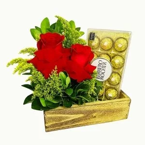 Arranjo de 2 Rosas Colombianas e Chocolate