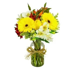 Arranjo Médio de Flores do Campo no Vaso de Vidro