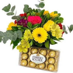 Box Luxo Mix de Flores com Chocolate