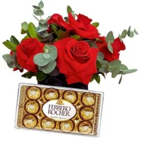 Box Luxo Rosas Colombianas e Ferrero