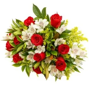 Buquê de Rosas Vermelha e Astromélias