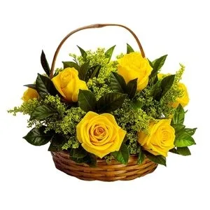 Cesta com 9 Rosas Amarela