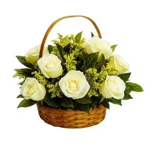 Cesta com 9 Rosas Branca