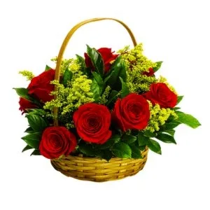 Cesta com 9 Rosas Vermelha