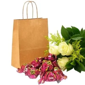Ramalhete de Rosas Branca com Sonho de Valsa