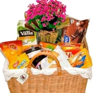 Cesta de Café com Flores Bom Dia para Você!