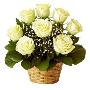 Cesta de Rosas Brancas