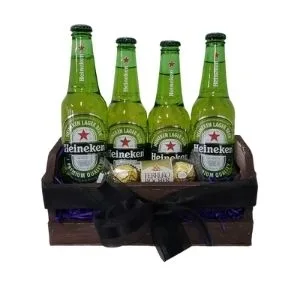 Kit com cervejas e chocolate