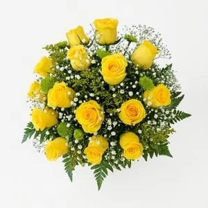 Buquê com 15 Rosas Amarelas