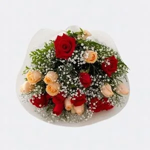 Buquê de 18 Rosas Vermelhas e Champanhe