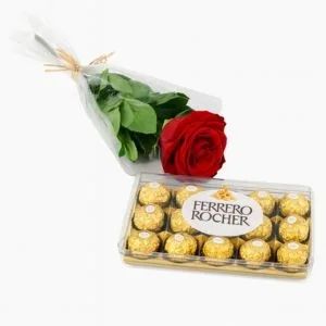 Rosa Vermelha com Ferrero Rocher