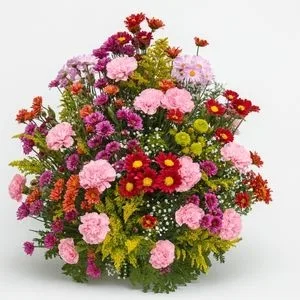 Arranjo Floral Colorido com Cravos e Crisântemos