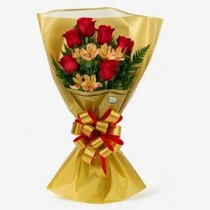 Buquê de Rosas Vermelhas com Astromélias