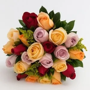 Buquê com 25 Rosas Coloridas